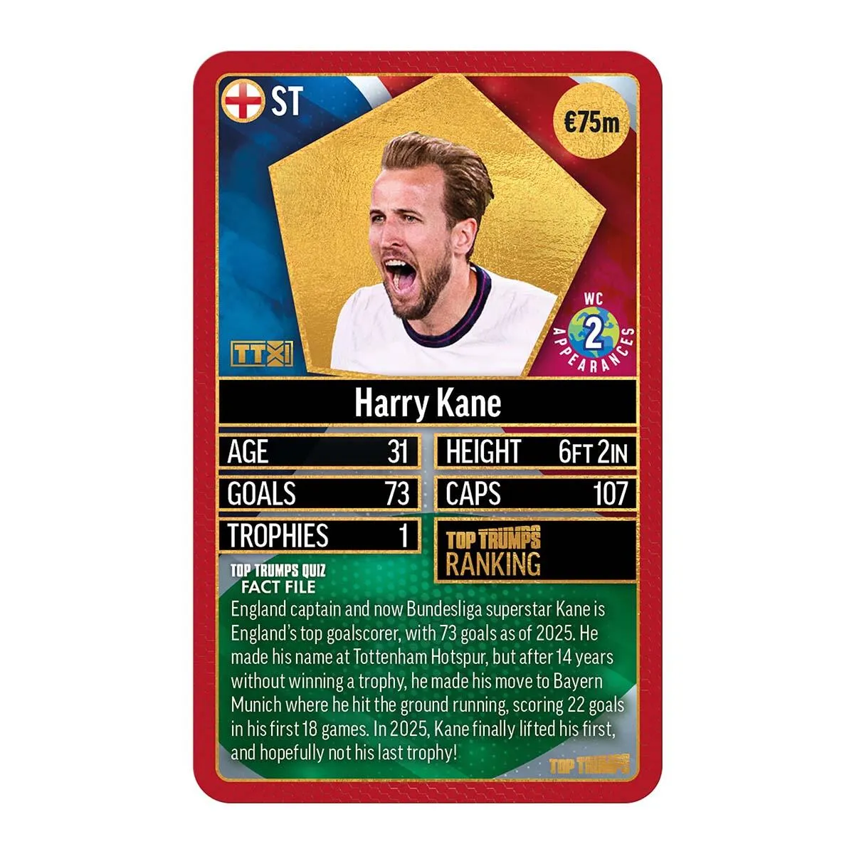 Top Trumps World Football Stars Top 200 kaartspel Chrome Red