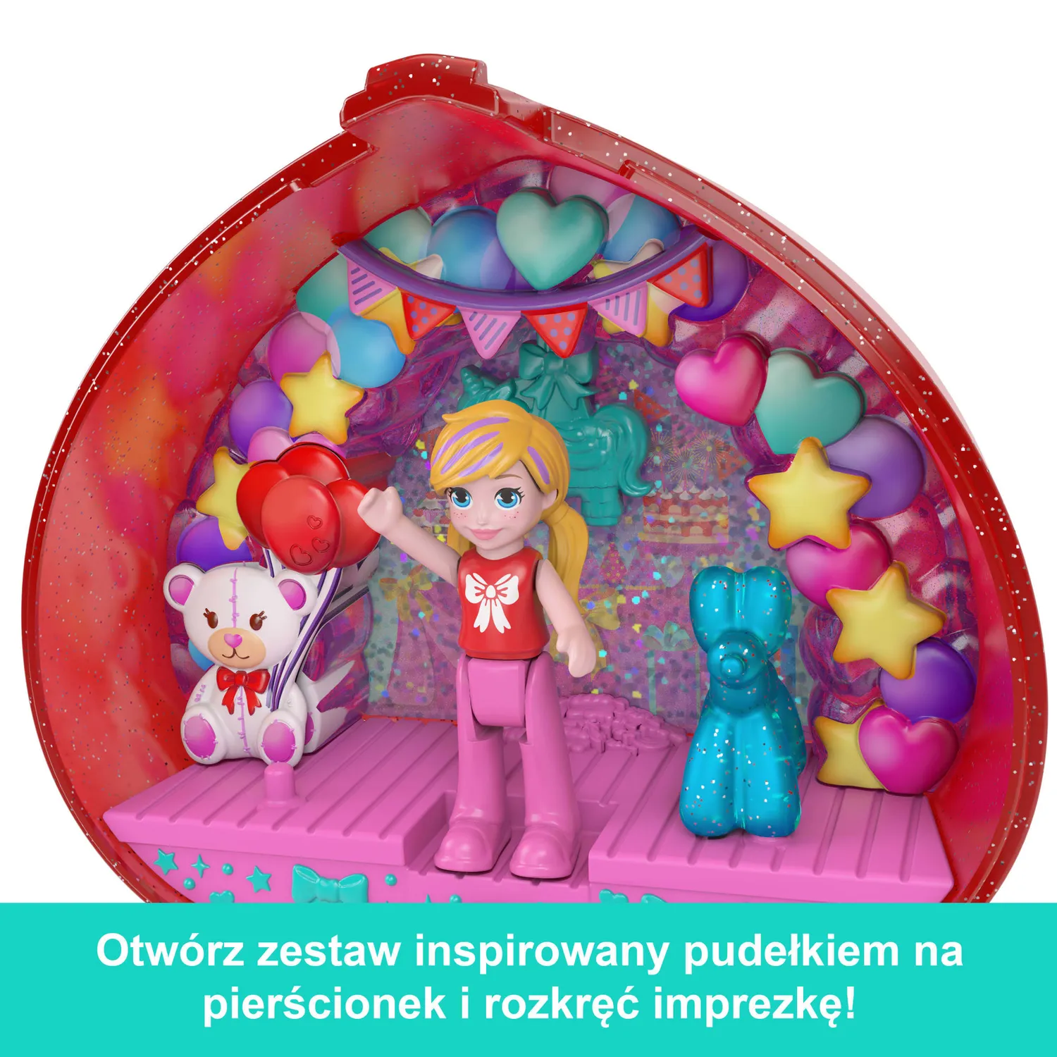 Polly Pocket Mattel 80 Jaar Hart Compact Speelset met Ring