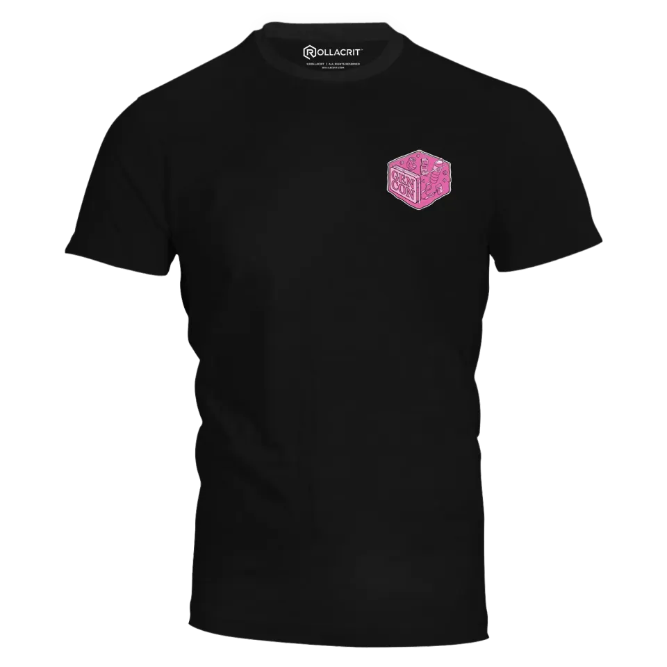 Roll A Crit Gen Con Pink Gelatinous Cube T-Shirt zwart