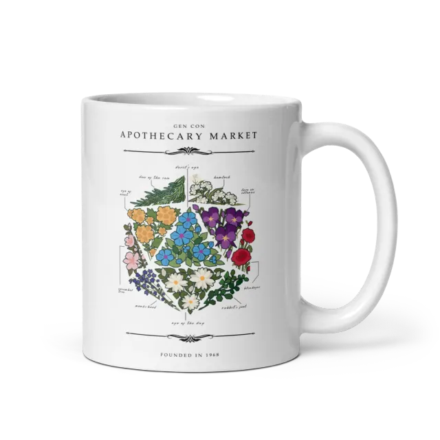 Gen Con Floral d20 mok bloemenprint 11oz keramiek
