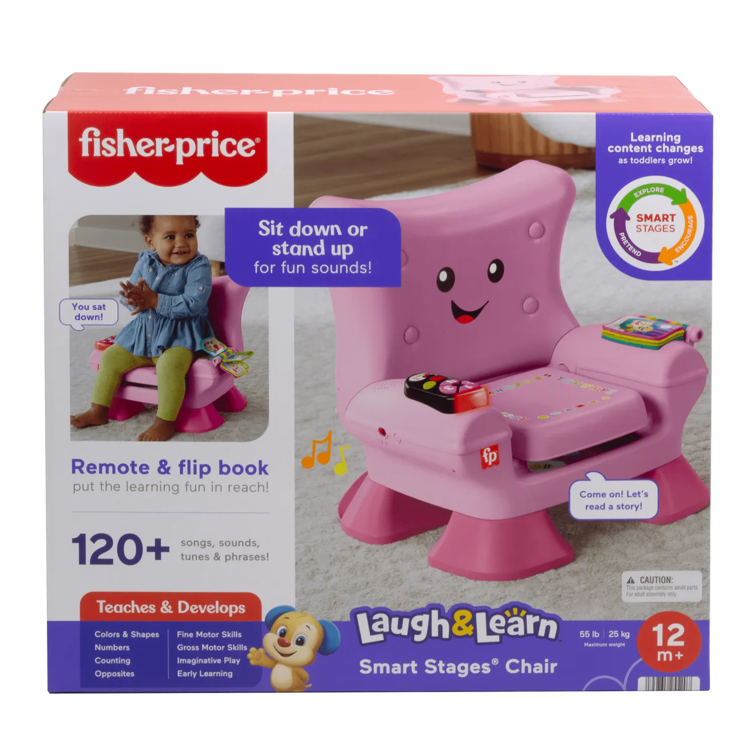 Fisher-Price Laugh & Learn Smart Stages stoel roze interactief