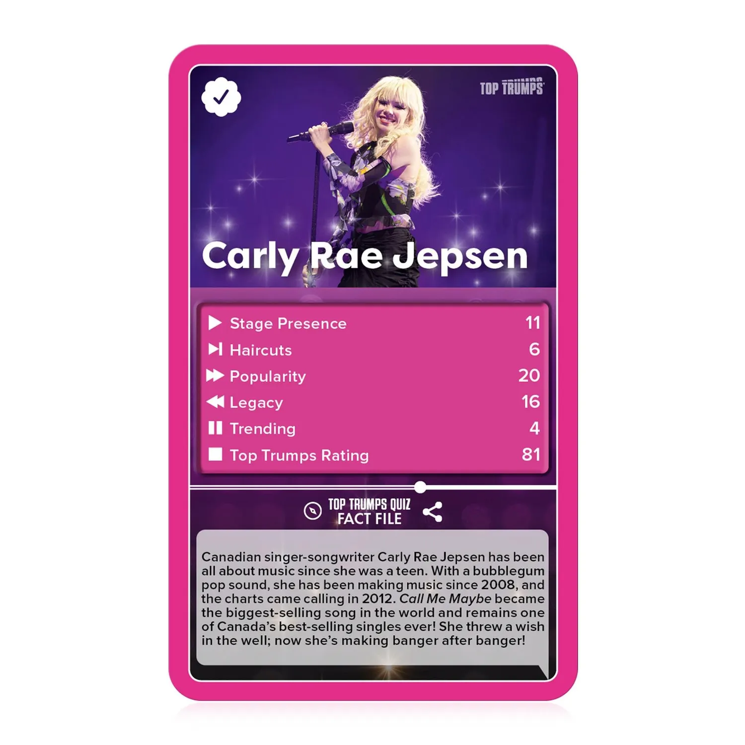 Top Trumps Popstars kaartspel 30 artiesten