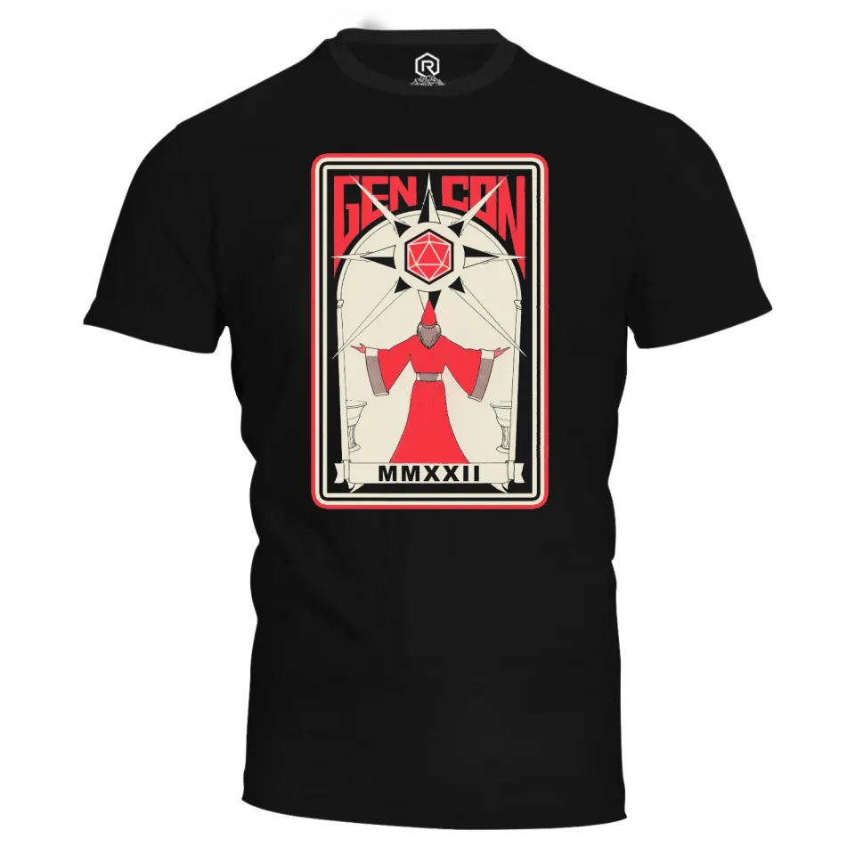 Gen Con 2022 Retro Wizard T-shirt zwart katoen
