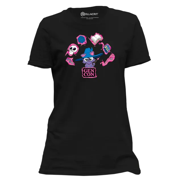 Roll A Crit My Little Cat Wizard T-shirt zwart semi-fitted