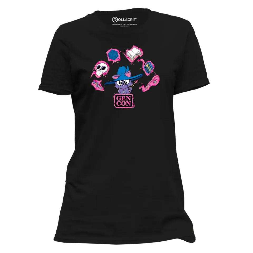 Roll A Crit My Little Cat Wizard T-shirt zwart semi-fitted