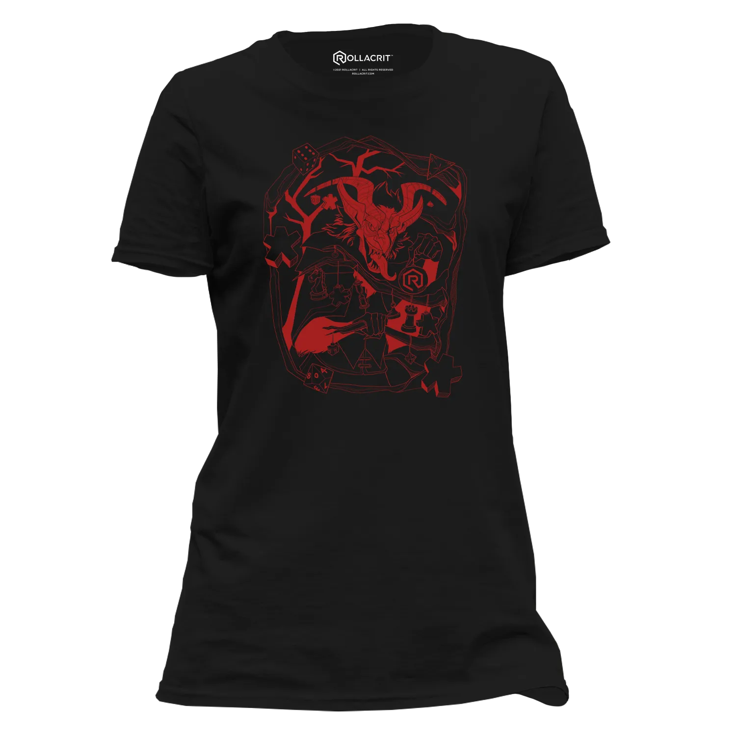 Roll A Crit Decorating Krampus dames T-shirt rood katoen