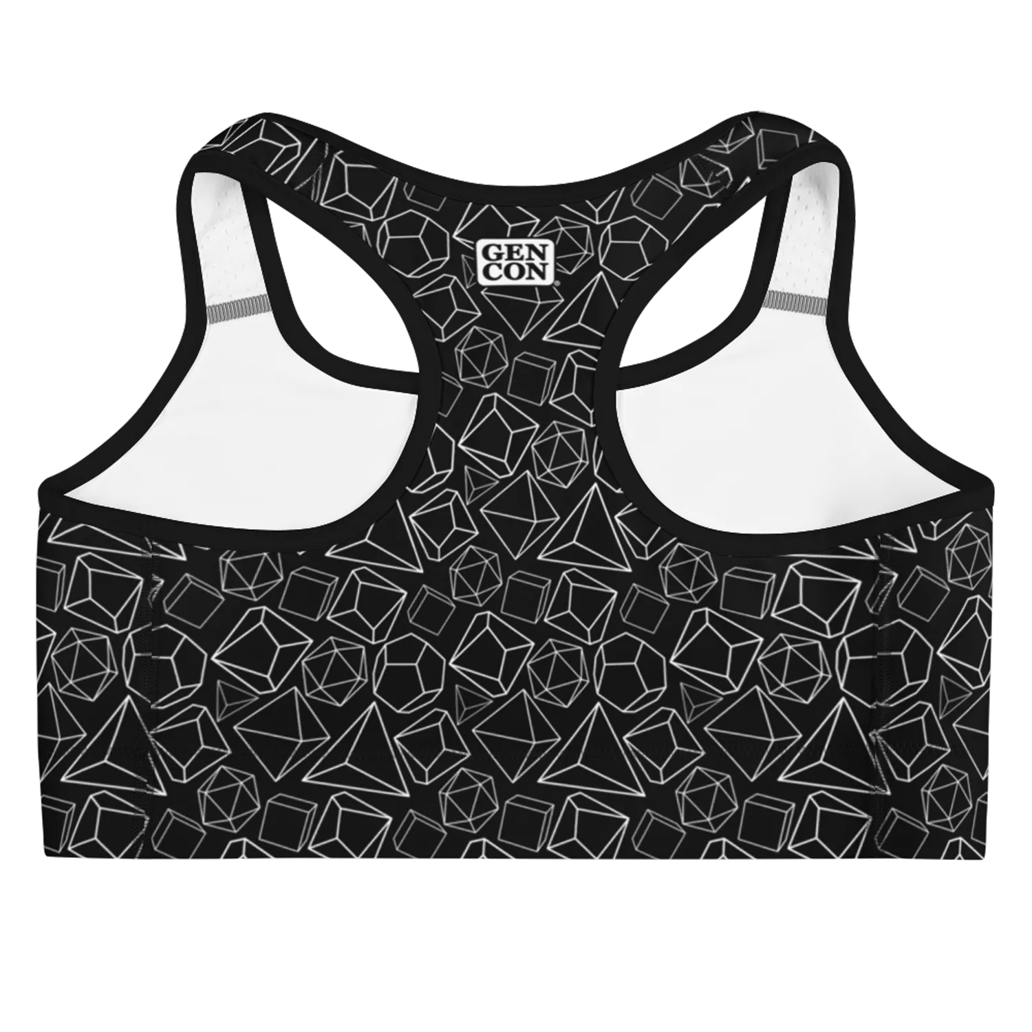 Gen Con White Dice Pattern Sportbeha polyester A-C