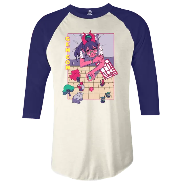 Roll A Crit Gen Con Tsundere Gamer Tiefling raglan shirt