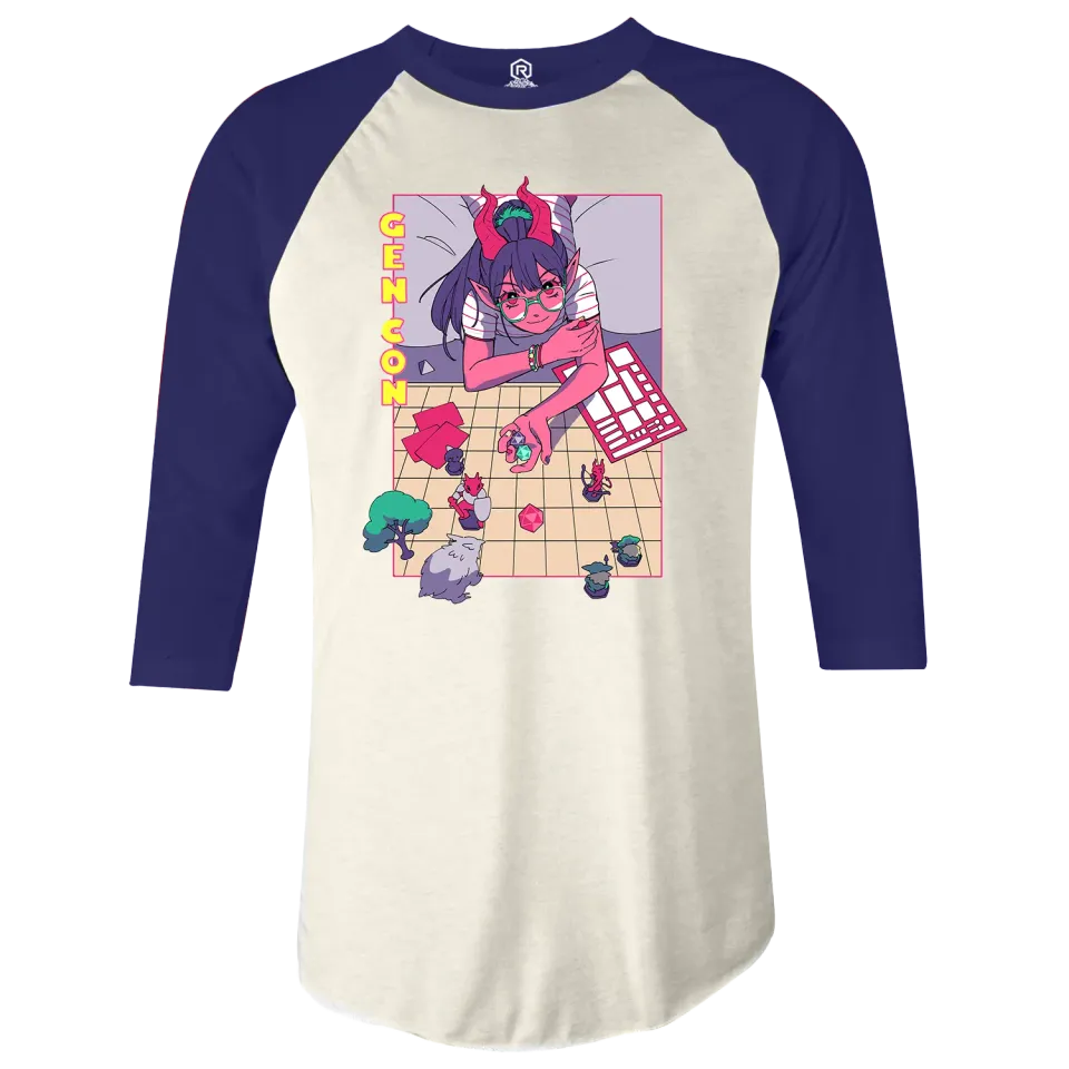 Roll A Crit Gen Con Tsundere Gamer Tiefling raglan shirt