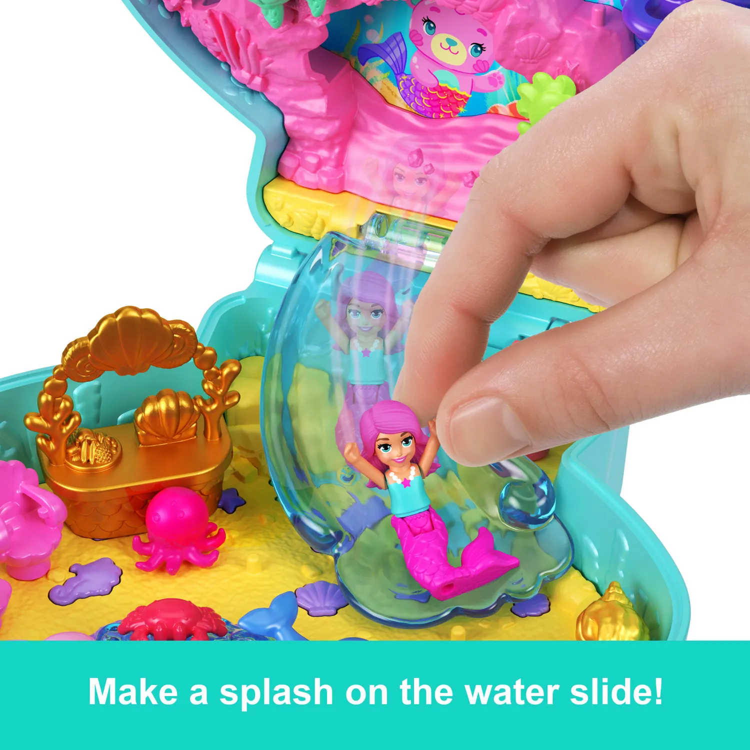 Polly Pocket Glitter Island compact speelset zeemeermin