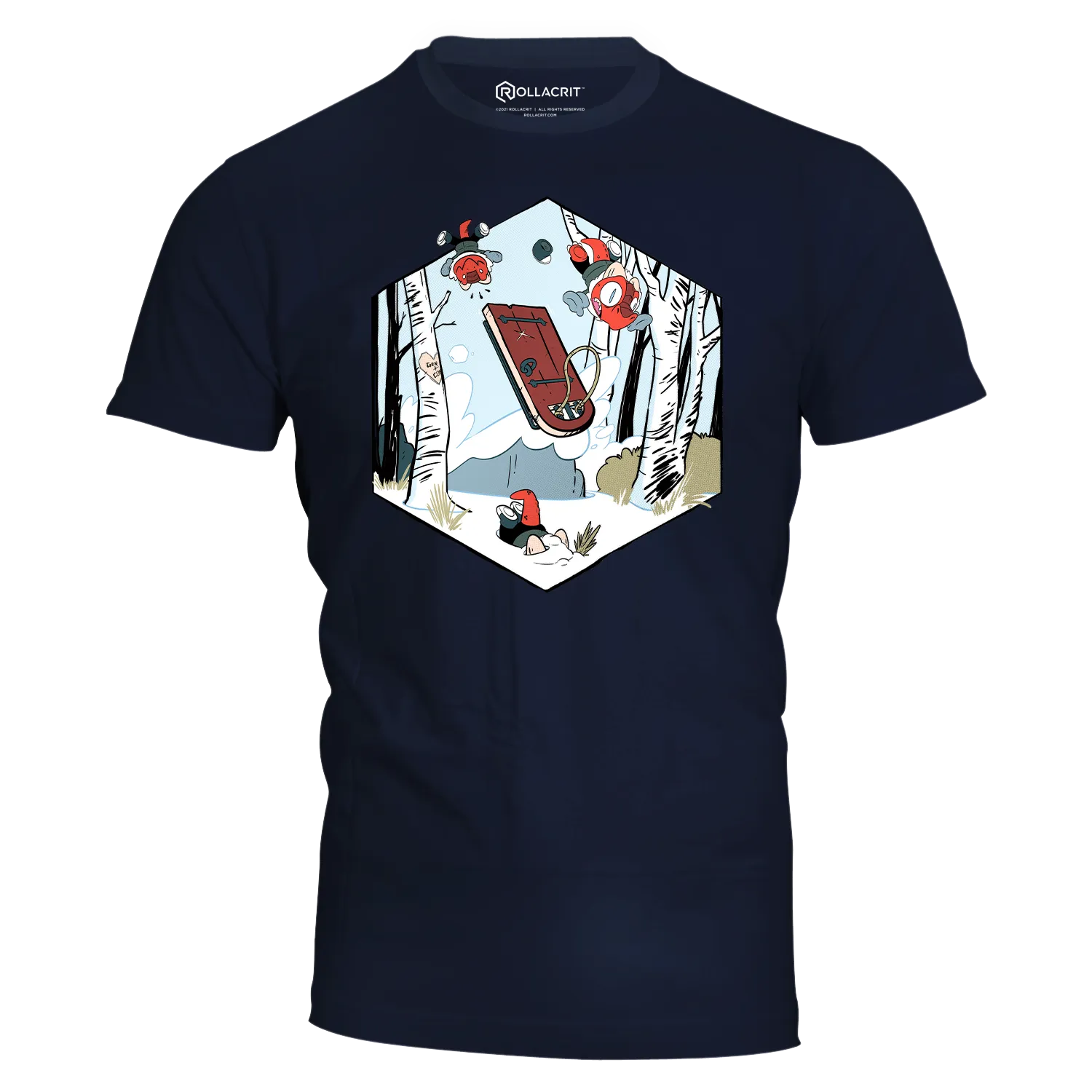 Gen Con Kobolds Sledding T-shirt unisex zwart katoen