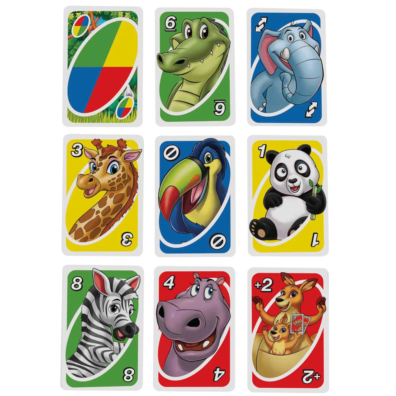 UNO Junior kaartspel dieren 3+ met 3 niveaus