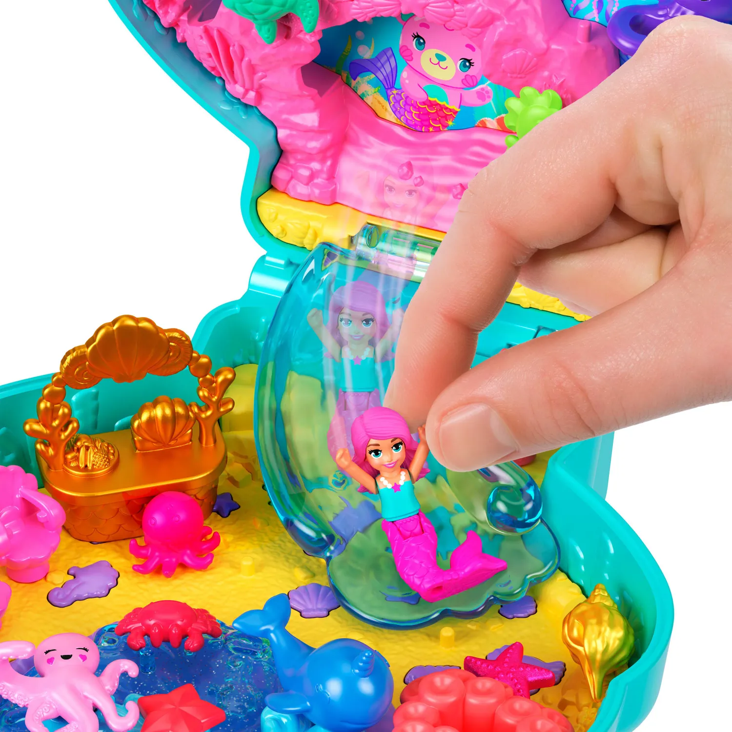 Polly Pocket Beertje compact poppenhuis zeemeermin