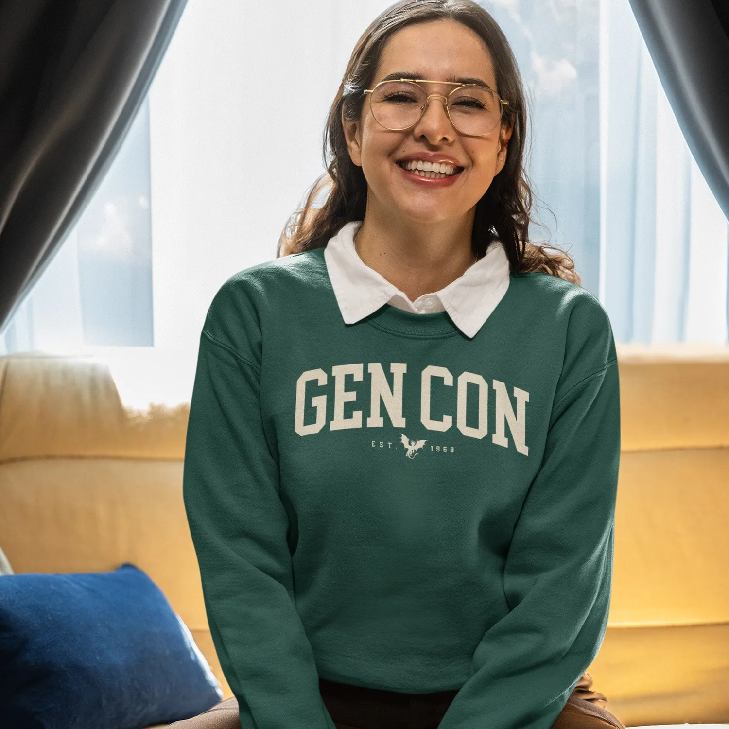 Roll A Crit Gen Con University sweater bosgroen katoen