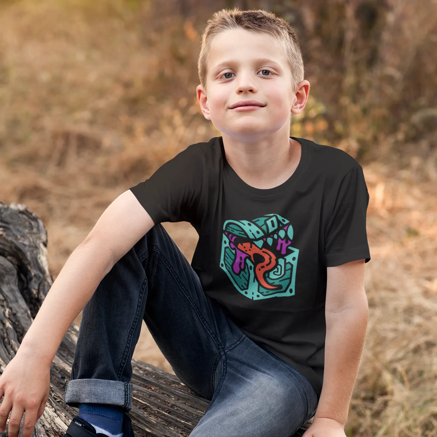 Roll A Crit Mimic Youth kinder T-shirt zwart katoen