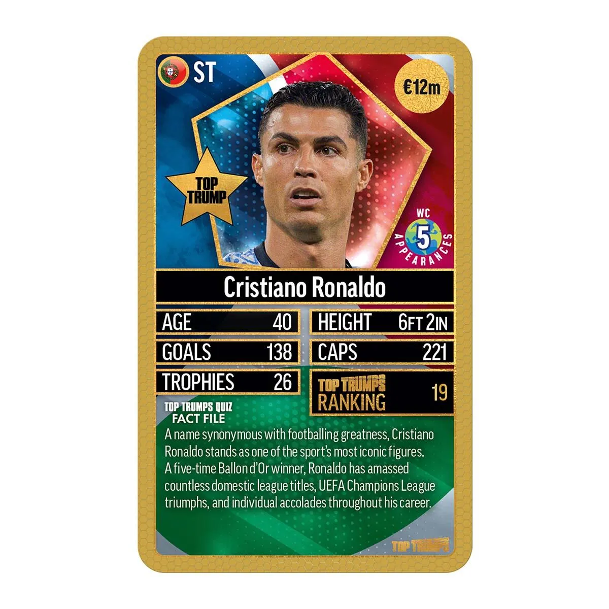 Top Trumps World Football Stars Top 200 kaartspel Chrome Gold