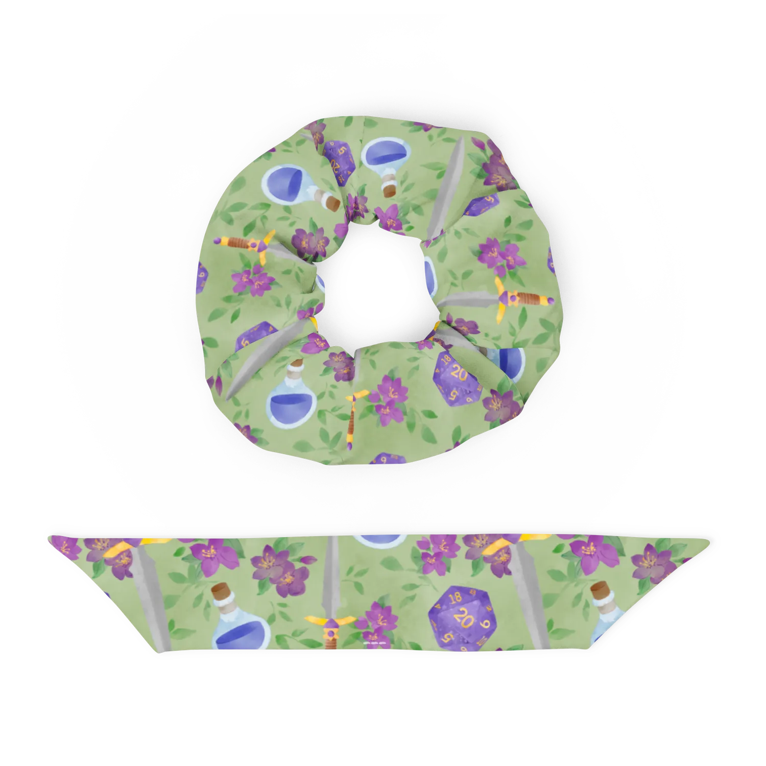 Gen Con Adventurer's scrunchie polyester paars bloemen