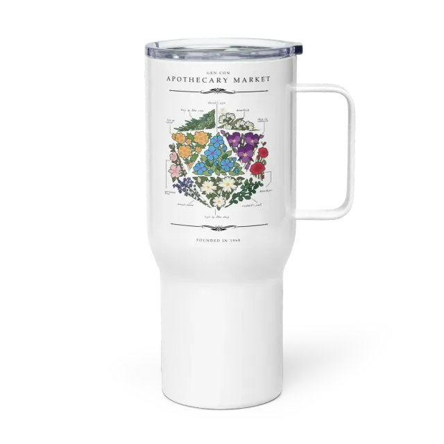Roll A Crit Gen Con Floral d20 reismok rvs 739 ml