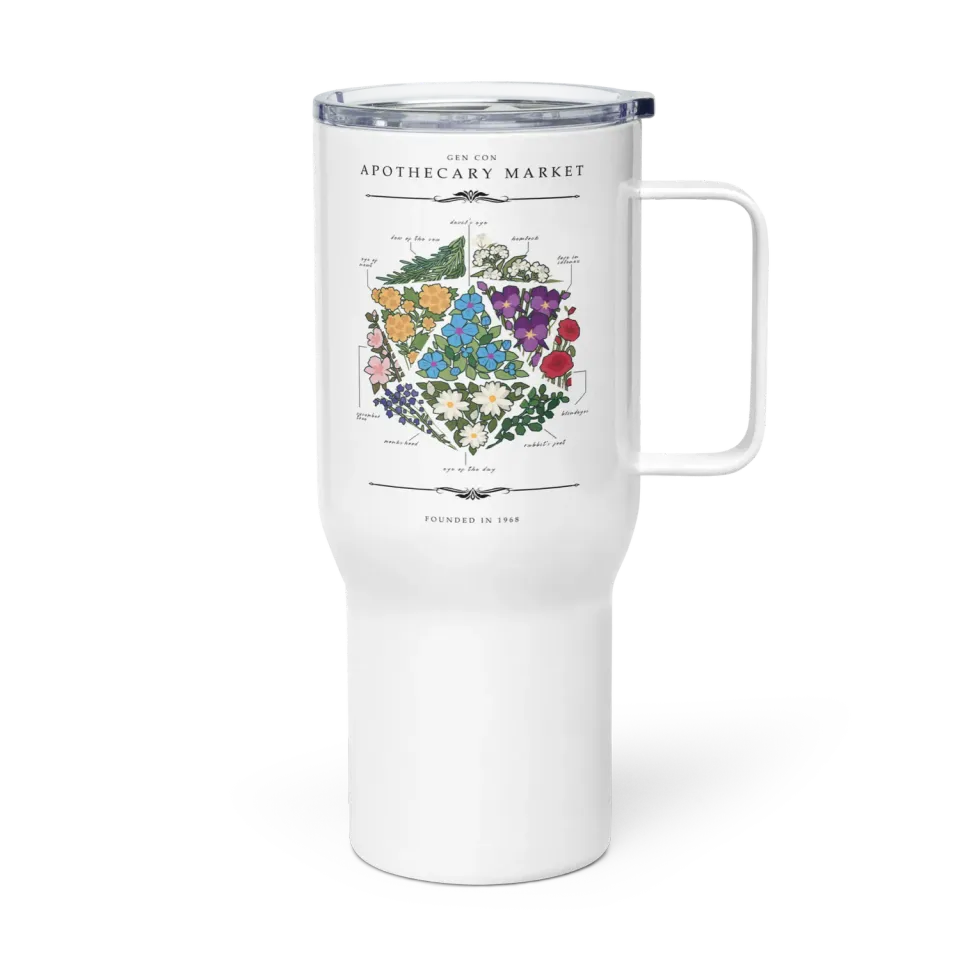 Roll A Crit Gen Con Floral d20 reismok rvs 739 ml