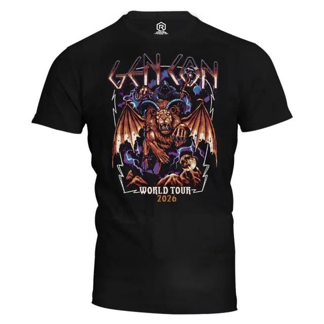 Roll A Crit Gen Con Manticore World Tour 2026 T-shirt katoen