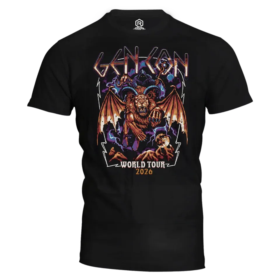 Roll A Crit Gen Con Manticore World Tour 2026 T-shirt katoen