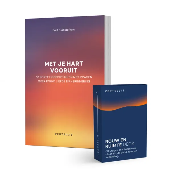 Vertellis Met je hart vooruit boek met Rouw en Ruimte Deck