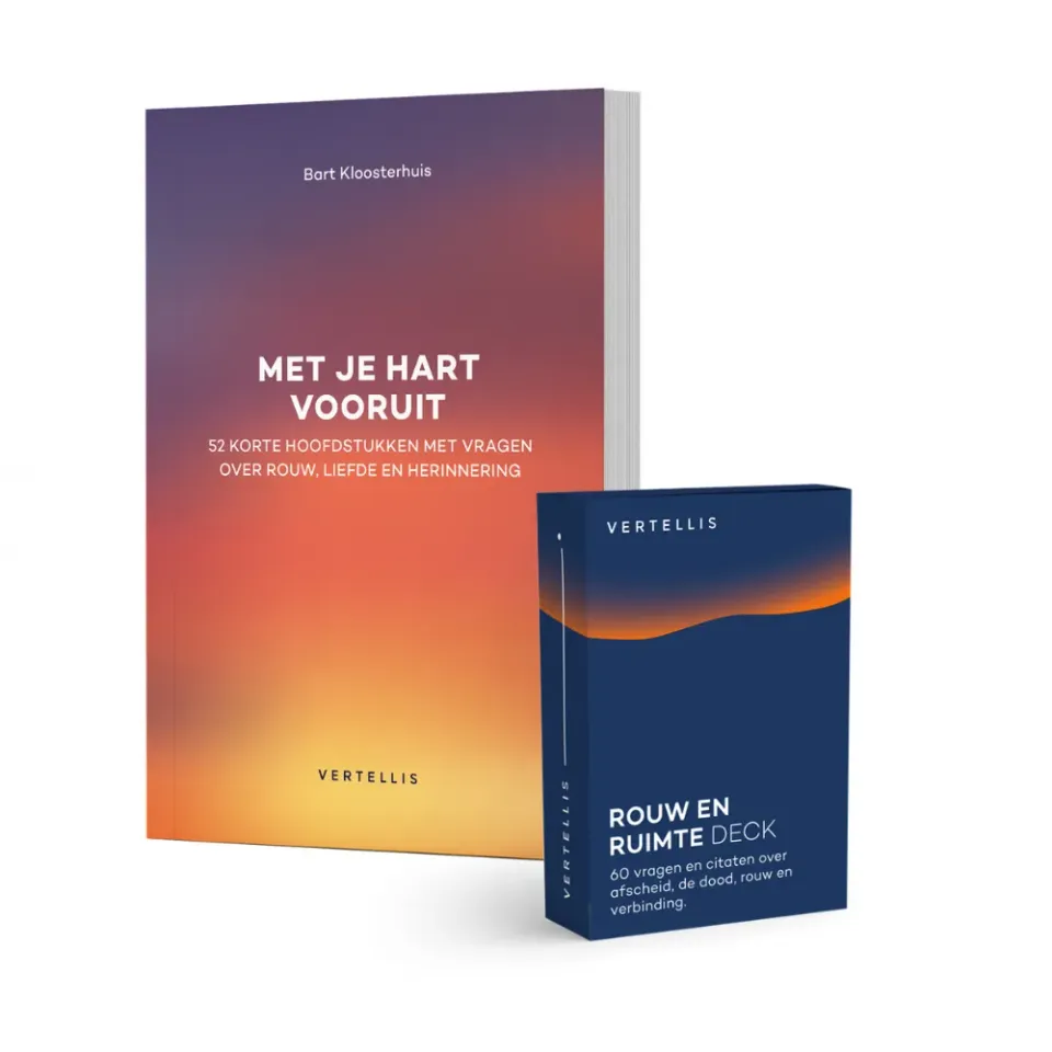 Vertellis Met je hart vooruit boek met Rouw en Ruimte Deck