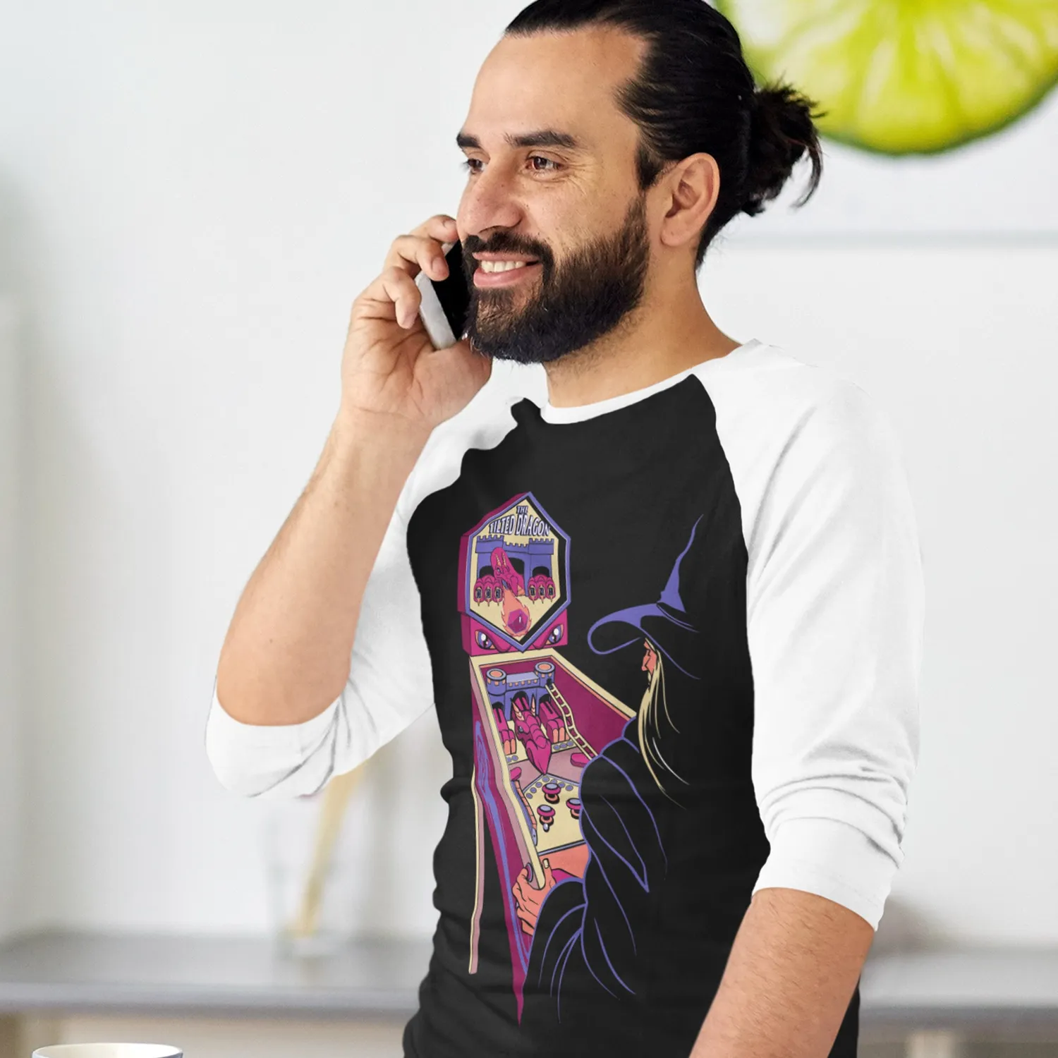 Roll A Crit Pinball Wizard Raglan shirt 3/4 mouw katoen