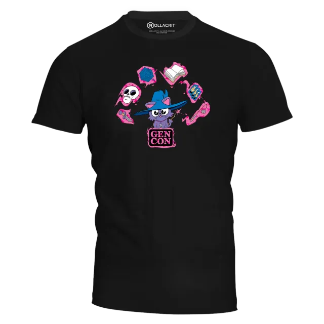 Roll A Crit My Little Cat Wizard T-shirt zwart katoen