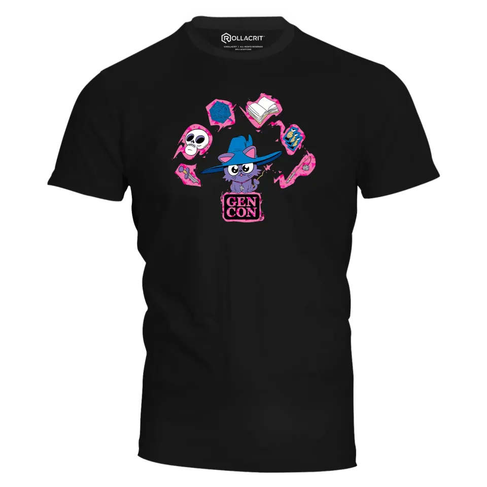 Roll A Crit My Little Cat Wizard T-shirt zwart katoen