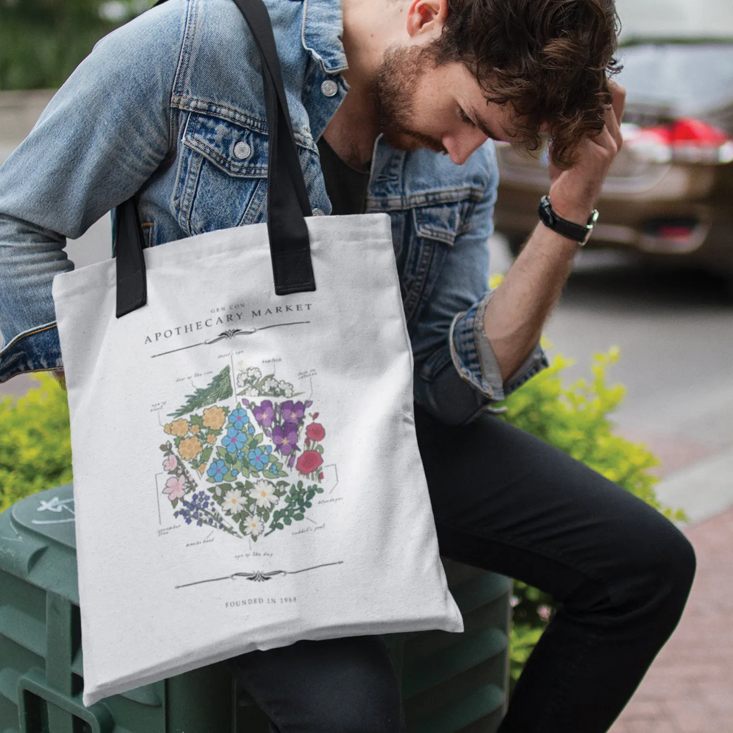 Roll A Crit Floral d20 draagtas wit 10 liter