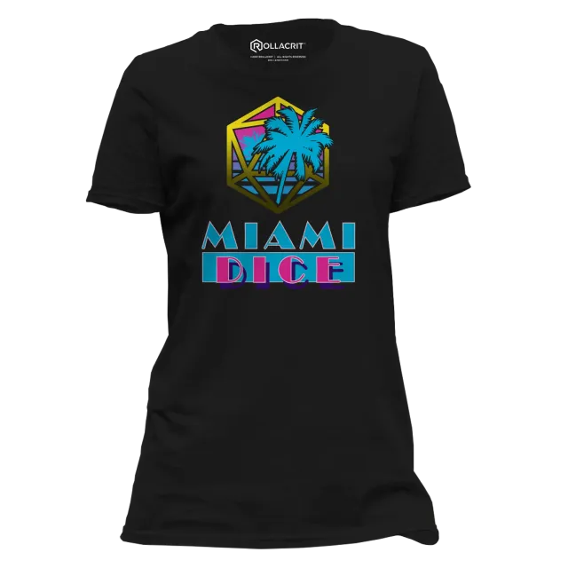 Roll A Crit Miami Dice T-shirt dames neon