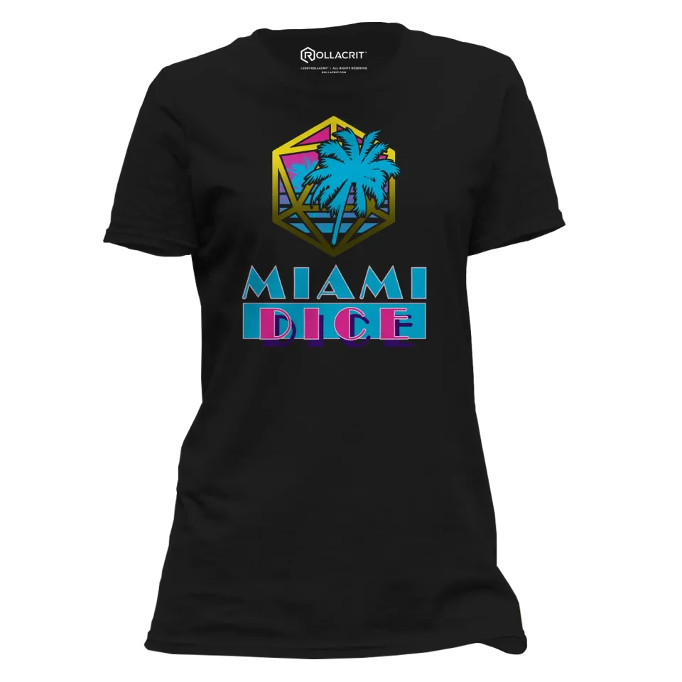 Roll A Crit Miami Dice T-shirt dames neon