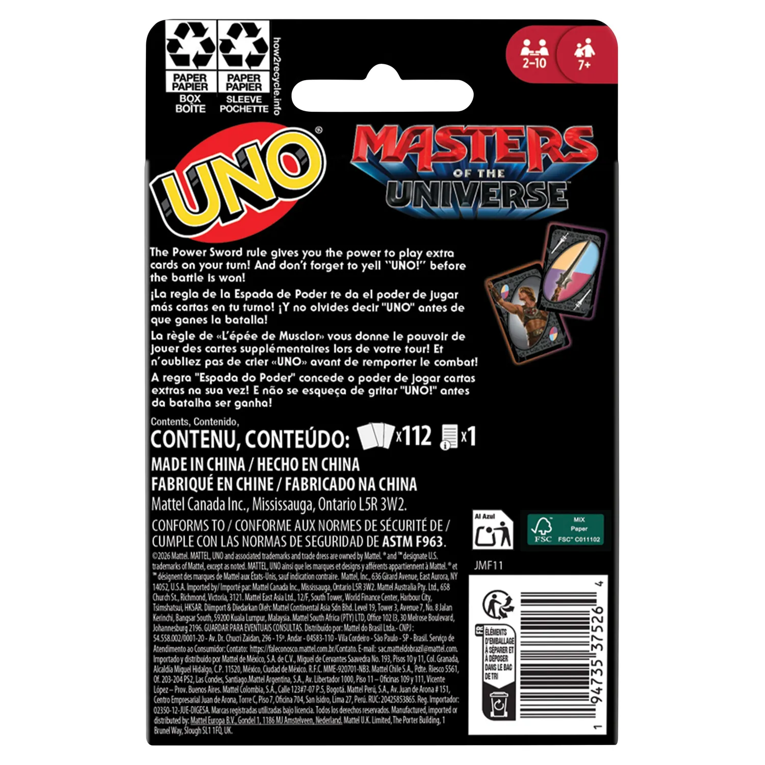 UNO Masters of the Universe kaartspel filmeditie