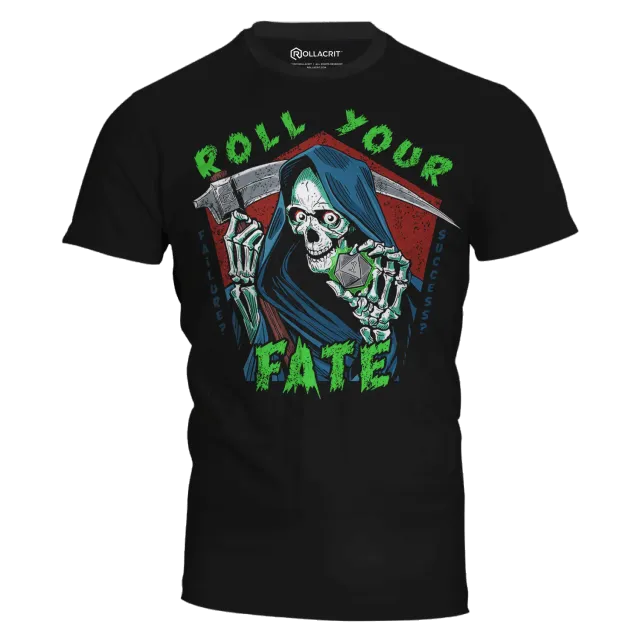 Roll A Crit Roll Your Fate T-shirt dobbelspel katoen