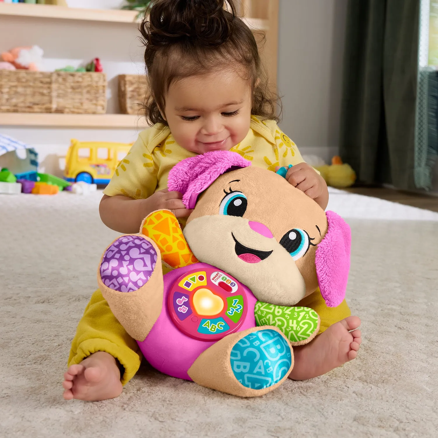 Fisher-Price Laugh Learn Puppy muziekknuffel roze Smart Stages