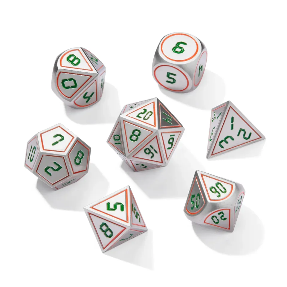 Roll A Crit Futuristic Two-Tone metalen dobbelset 7-delig