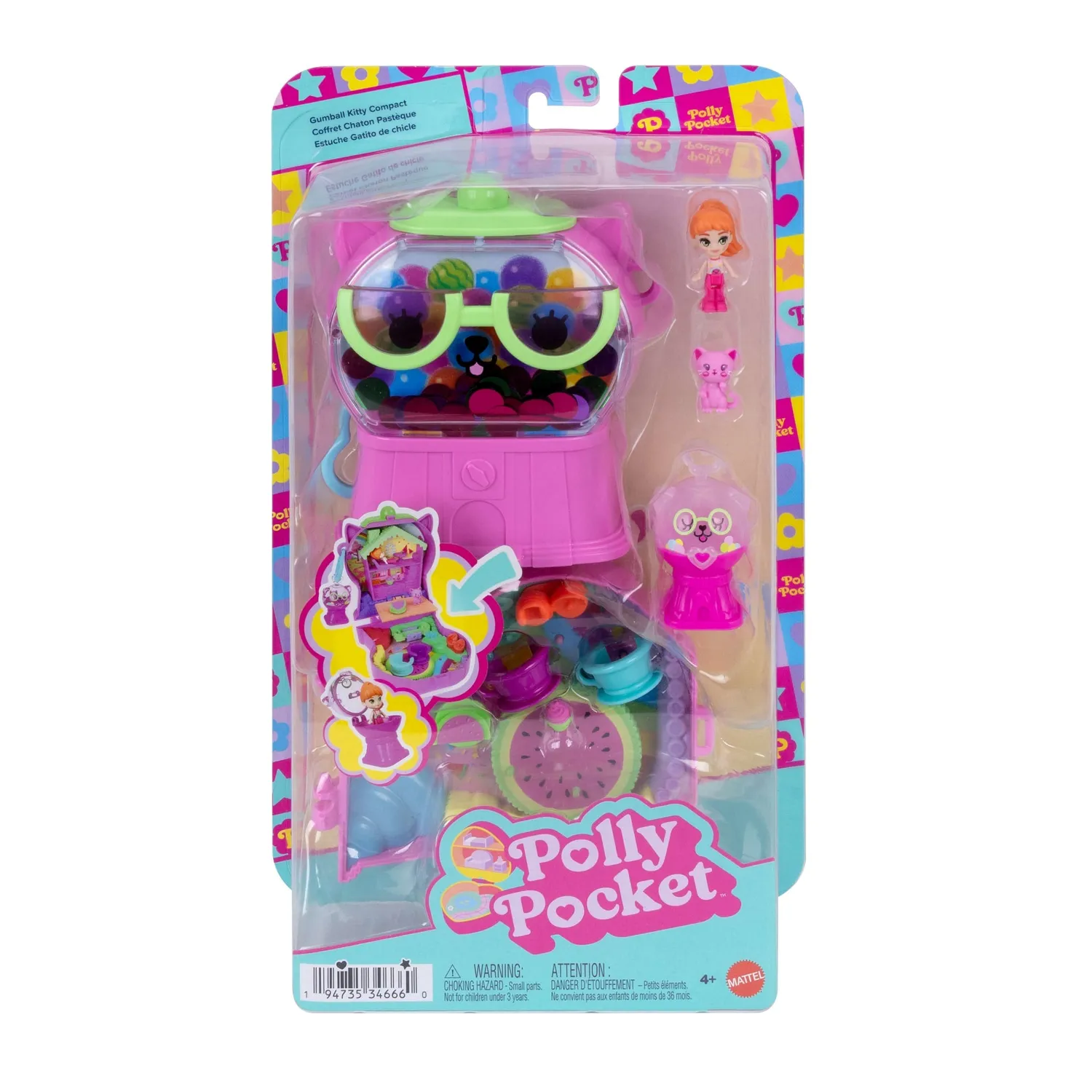 Polly Pocket Kauwgomballen Kitten speelset compact
