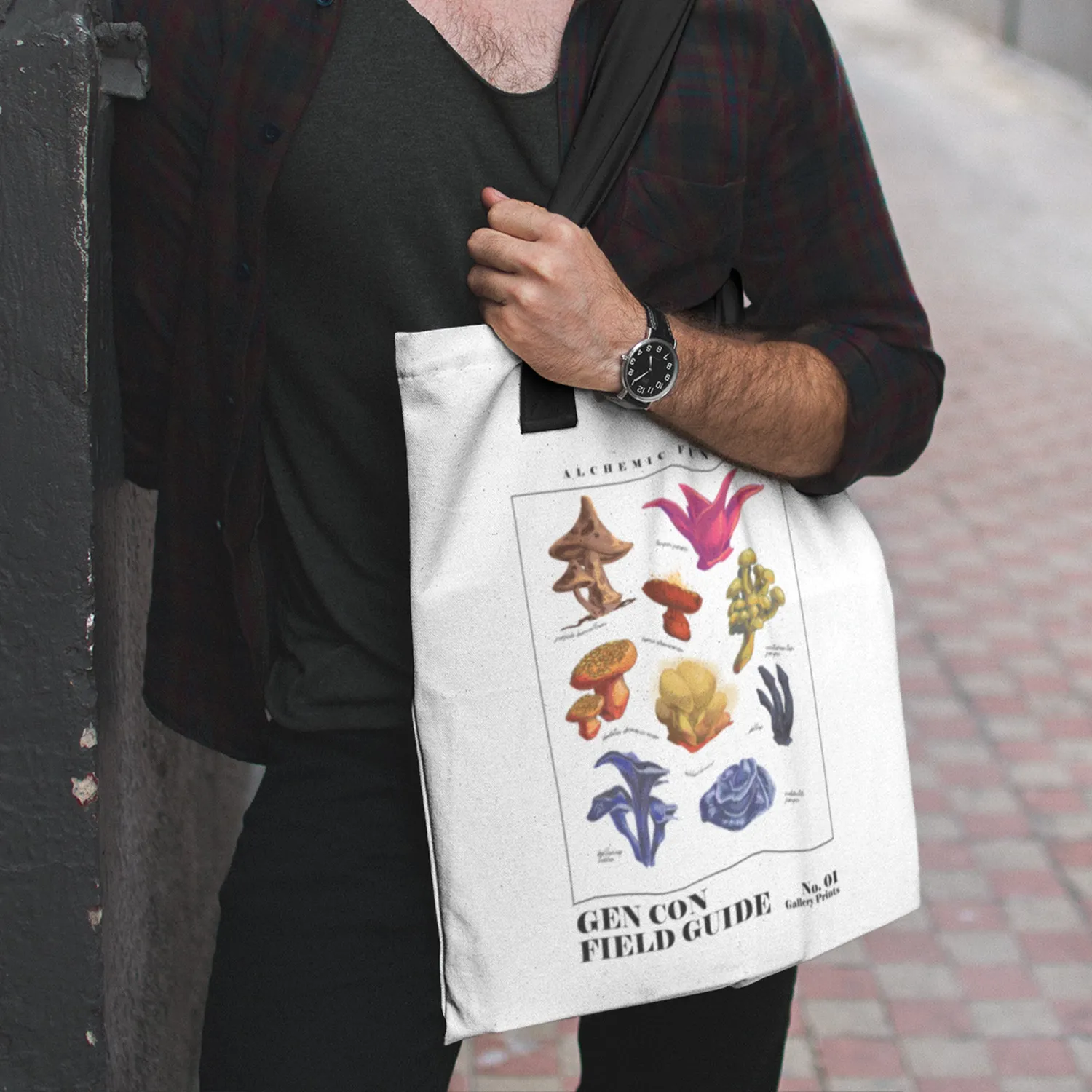 Gen Con Alchemic Fungi tote bag 15x15 zwart 10L