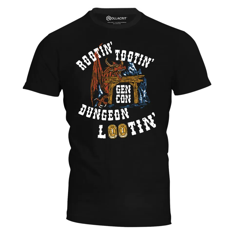 Roll A Crit Gen Con Rootin Tootin Dungeon Lootin T-shirt katoen