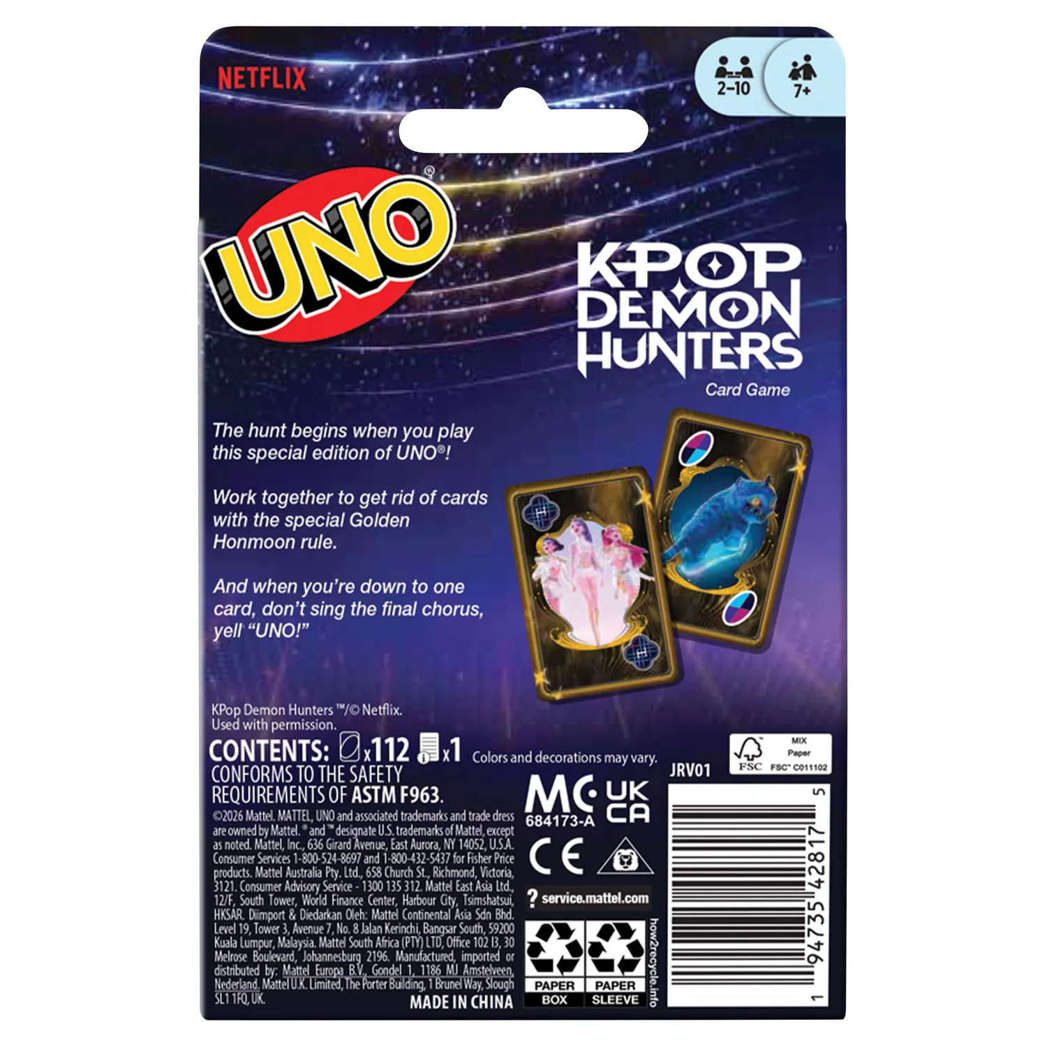 UNO KPop Demon Hunters kaartspel film editie