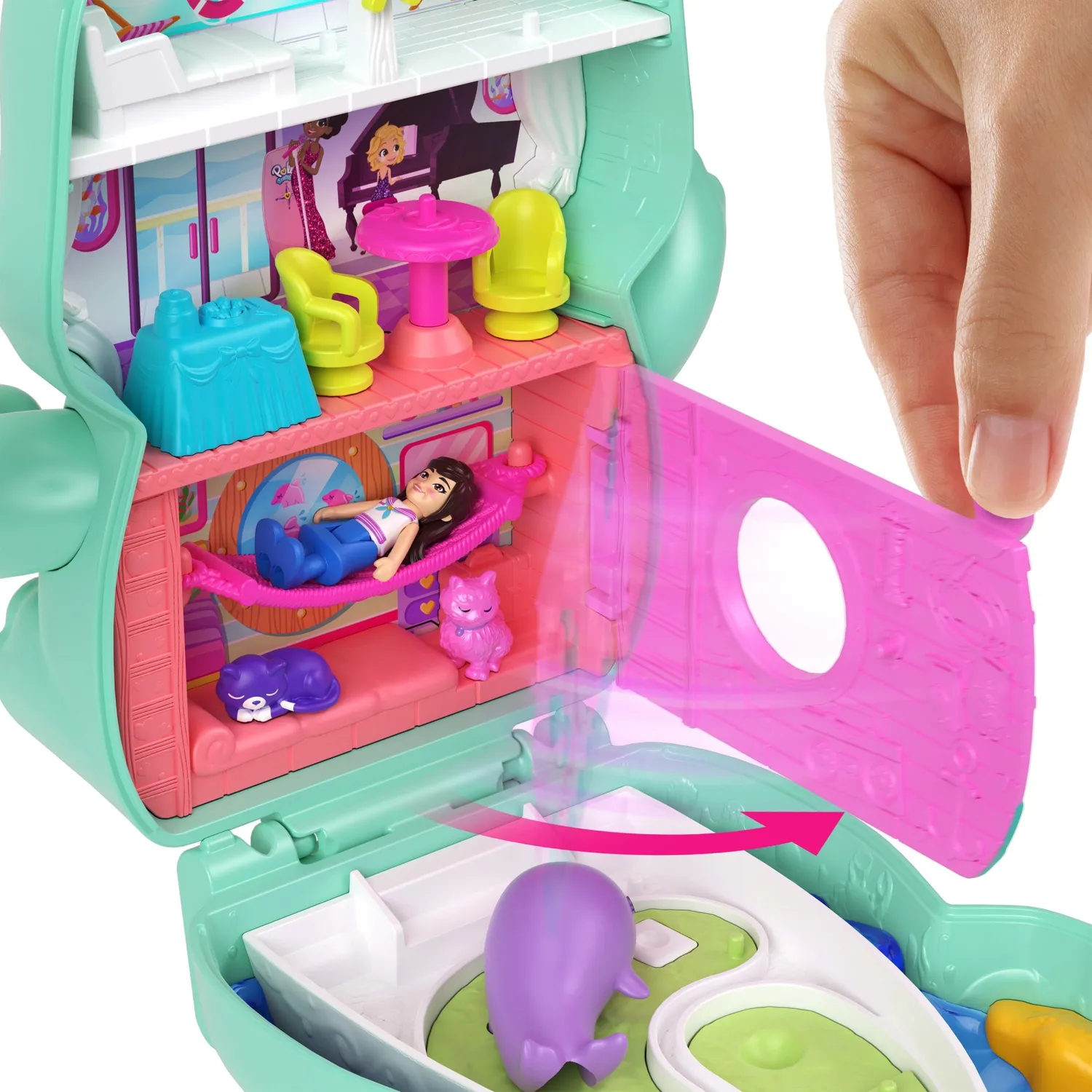 Polly Pocket Hijs De Zeilen Kitty compact speelset boot