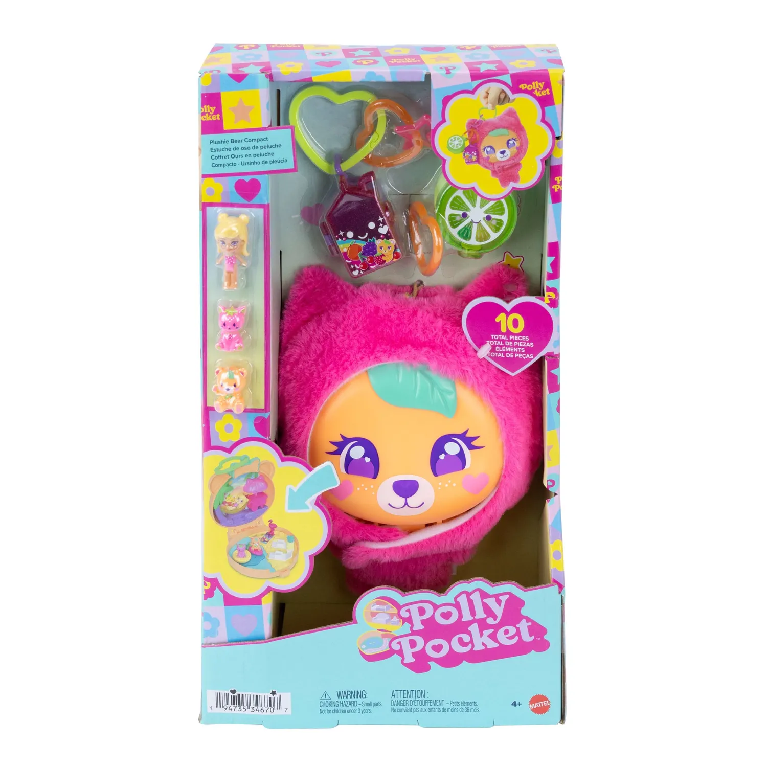 Polly Pocket Knuffelbeer compact speelset fruit met pop