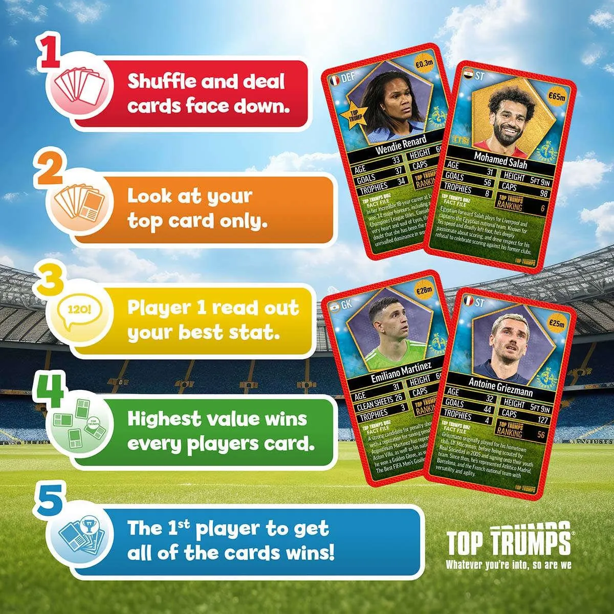 Top Trumps World Football Stars kaartspel Pack 4 Top 200
