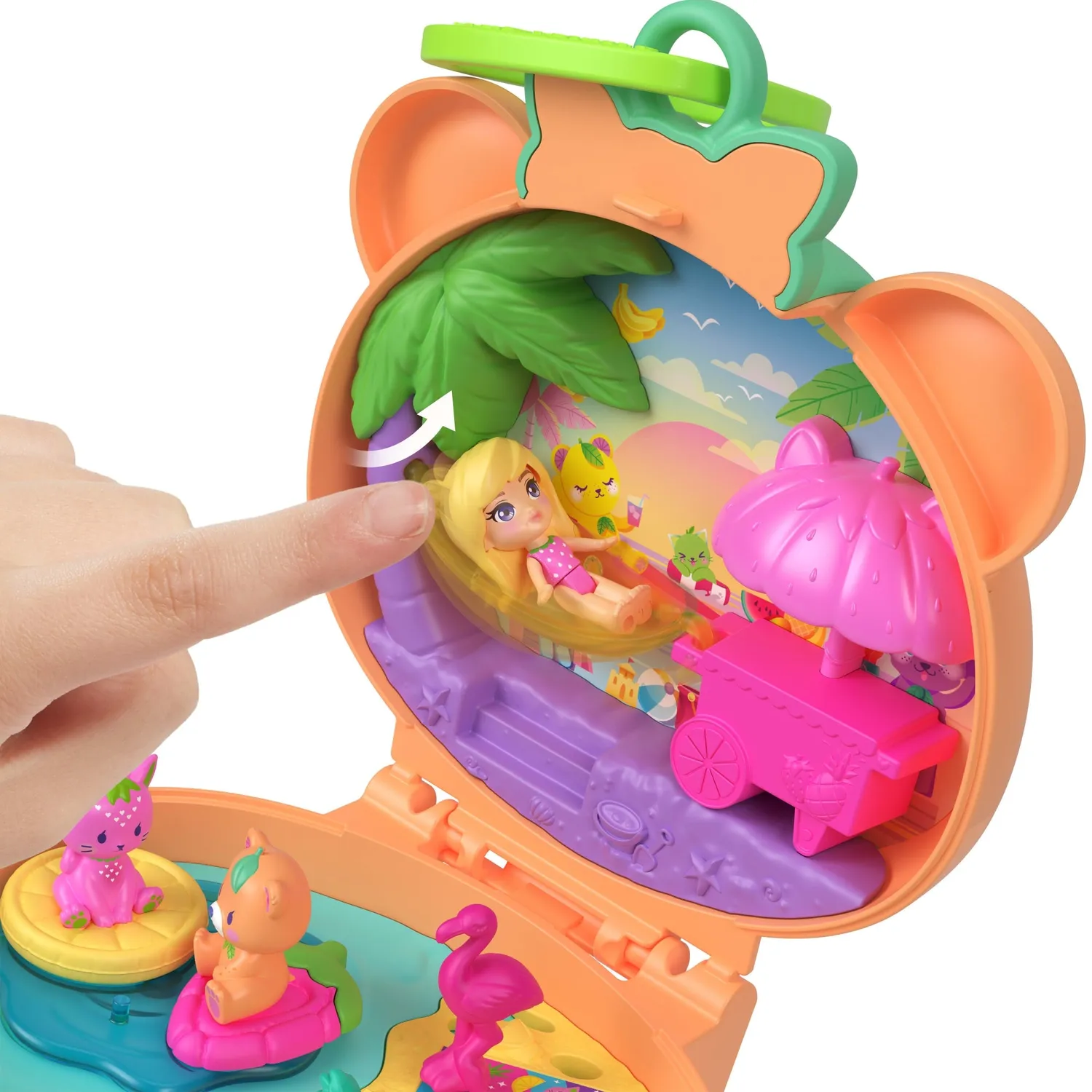 Polly Pocket Knuffelbeer compact speelset fruit met pop
