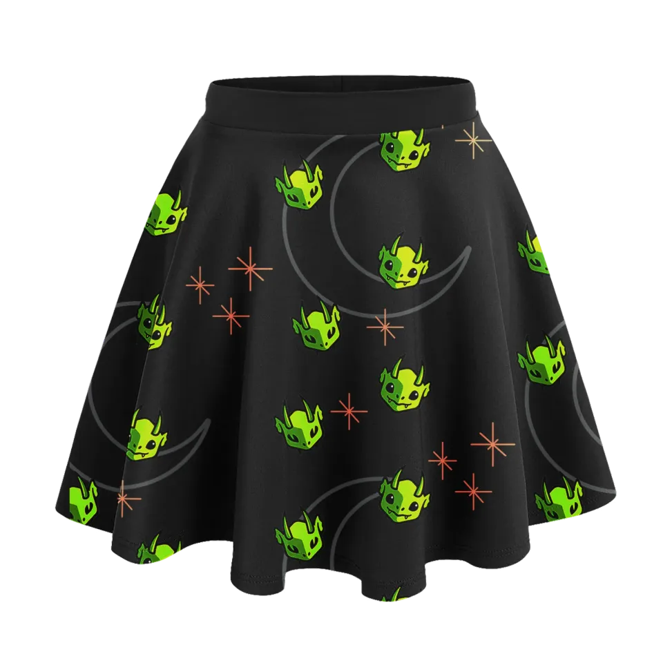 Roll A Crit Würfel Moon & Stars skaterrok soepele stof