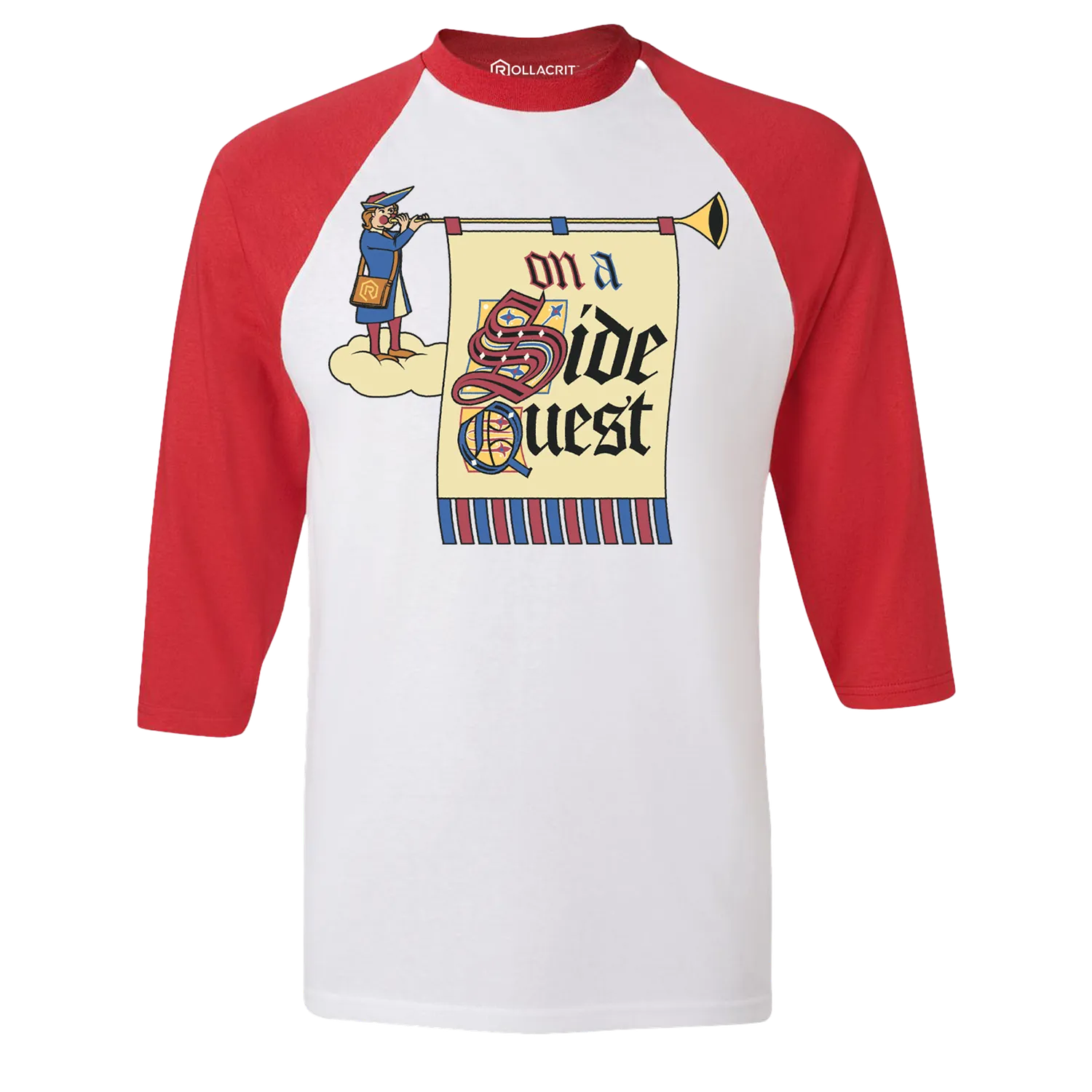 Roll A Crit On a Side Quest Raglan shirt 3/4 mouw