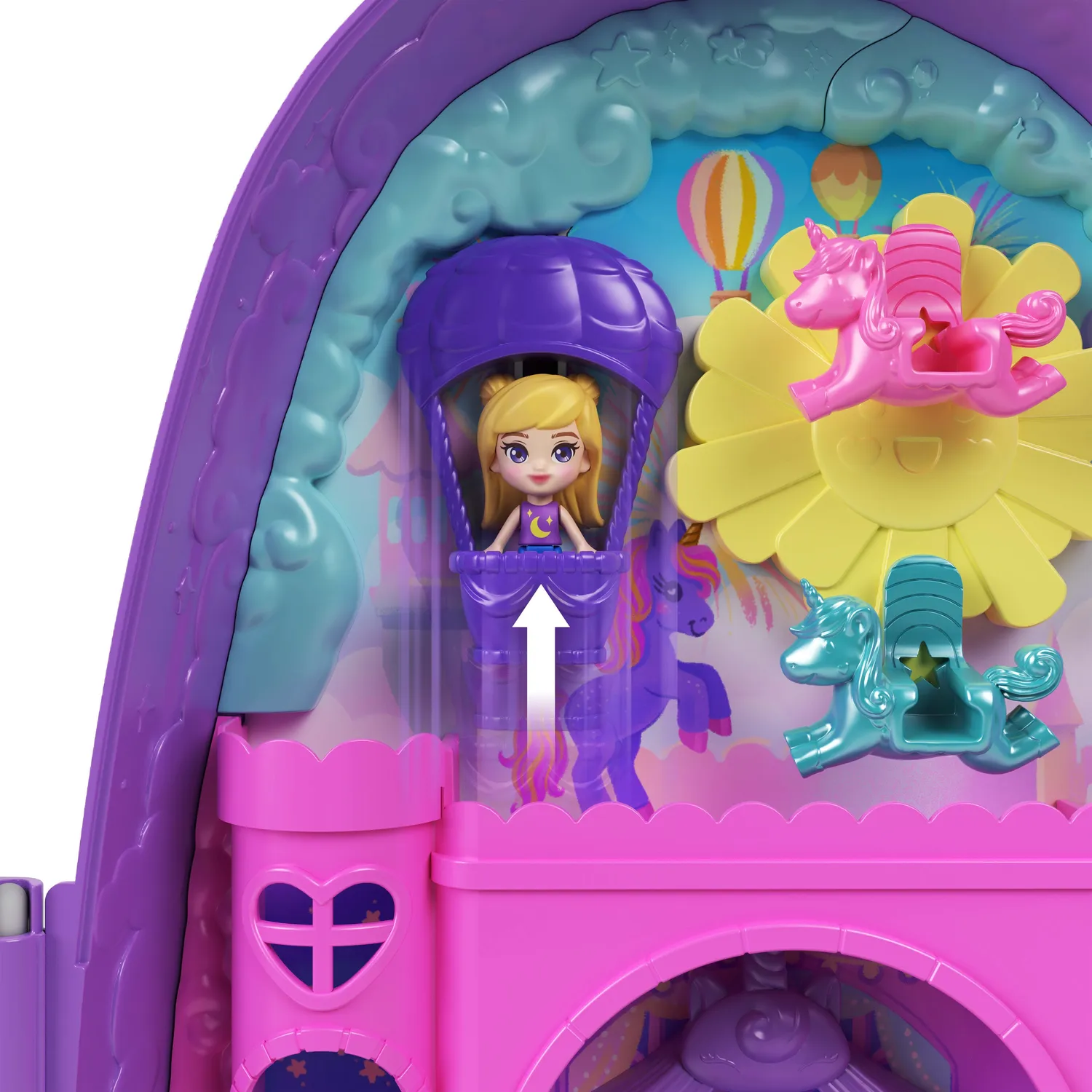 Polly Pocket Eenhoorn rugzak speelset kermis met 2 poppen