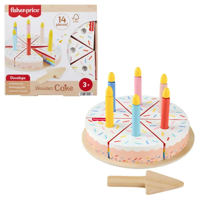 Fisher-Price Houten Verjaardagstaart speelset 14-delig