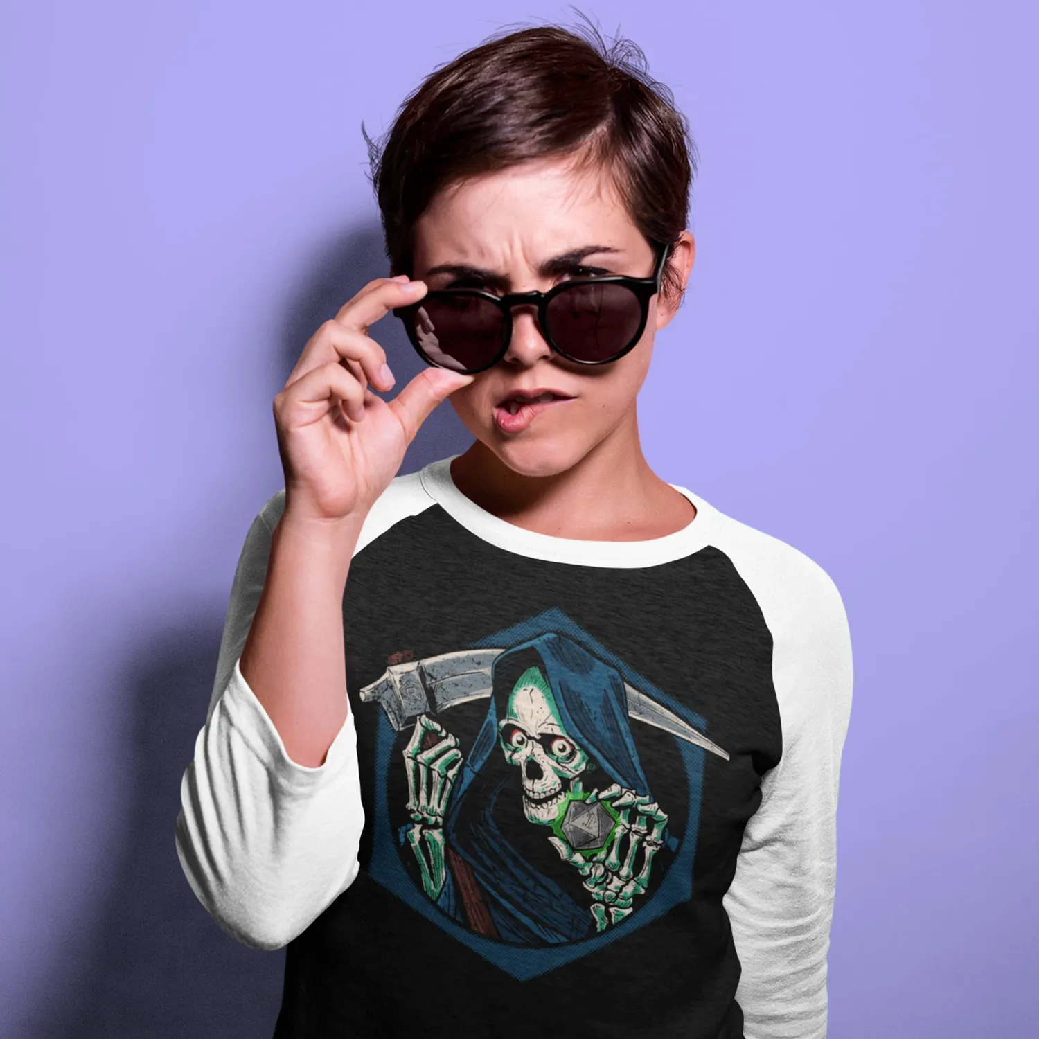 Roll A Crit Grim Roller Raglan shirt 3/4 mouw katoen